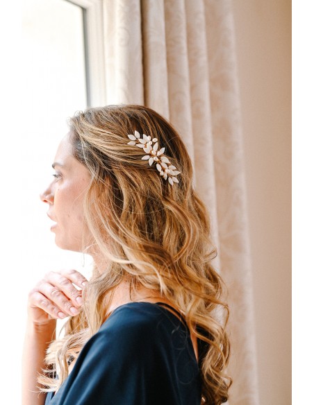 Peigne mariée porcelaine froide - Les Perles de la Bastide - Comptoir Doré