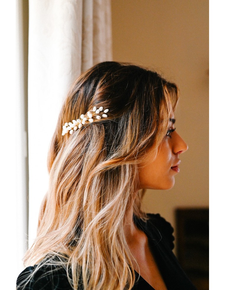 Peigne mariée porcelaine froide - Les Perles de la Bastide - Comptoir Doré