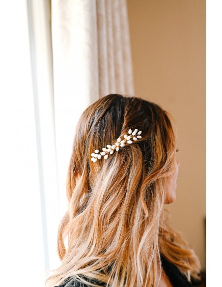 Peigne mariée porcelaine froide - Les Perles de la Bastide - Comptoir Doré