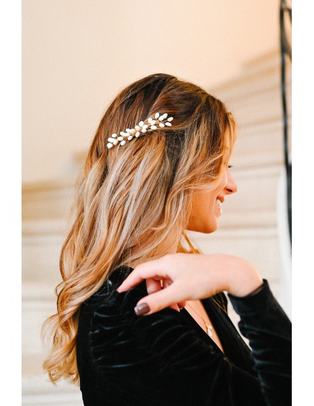 Peigne mariée porcelaine froide - Les Perles de la Bastide - Comptoir Doré