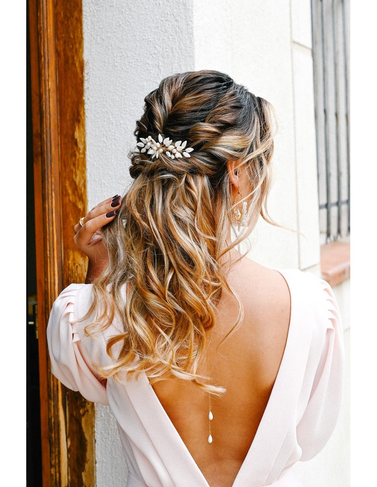 Peigne mariée porcelaine froide - Les Perles de la Bastide - Comptoir Doré