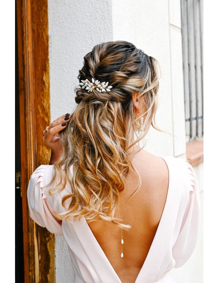 Peigne mariée porcelaine froide - Les Perles de la Bastide - Comptoir Doré