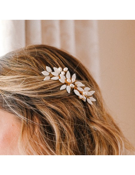 Peigne mariée porcelaine froide - Les Perles de la Bastide - Comptoir Doré