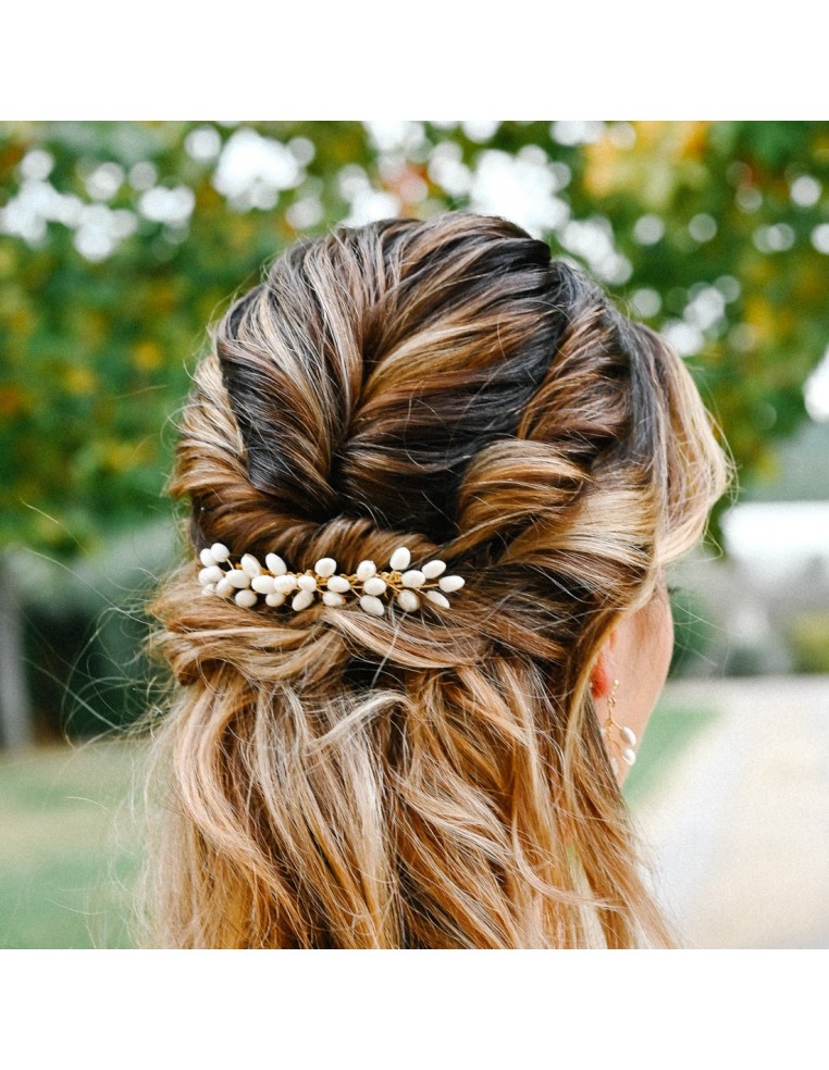 Peigne mariée porcelaine froide - Les Perles de la Bastide - Comptoir Doré