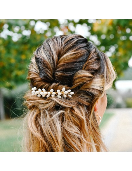 Peigne mariée porcelaine froide - Les Perles de la Bastide - Comptoir Doré