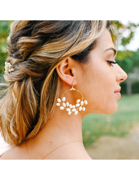 Boucles d'oreilles mariée porcelaine froide - Les Perles de la Bastide - Comptoir Doré