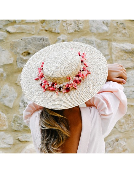 Chapeau de paille fleuri mariage Rosaline - Bellemond - Comptoir Doré