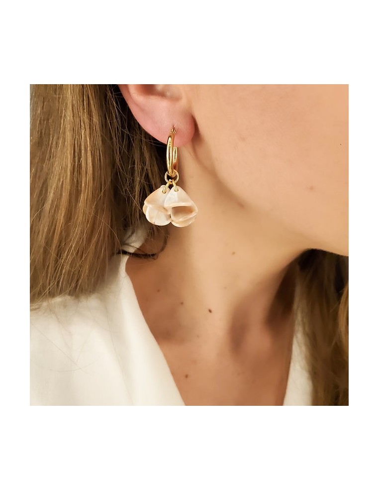Boucles d'oreilles pétales Colombe - Clarance Bijoux - Comptoir Doré