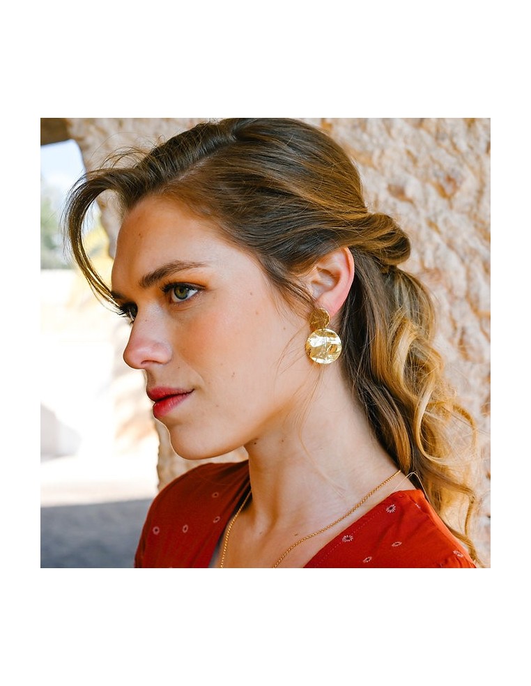 Boucles d'oreilles dorées Laurène - Clarance Bijoux - Comptoir Doré