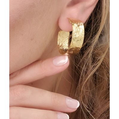 Boucles d'oreilles créoles plates Anne - Clarance Bijoux - Comptoir Doré 2