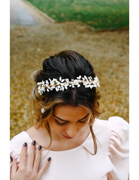 Serre-tête mariée porcelaine froide - Les Perles de la Bastide - Comptoir Doré