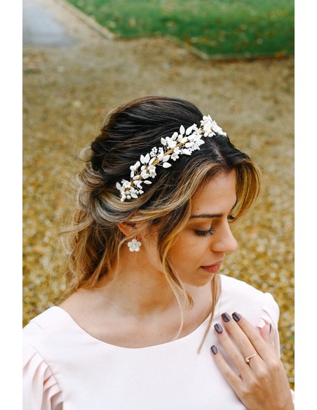 Serre-tête mariée porcelaine froide - Les Perles de la Bastide - Comptoir Doré