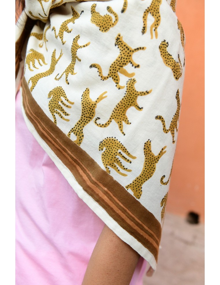 Foulard blockprint léopard - Byzantine APW - Comptoir Doré