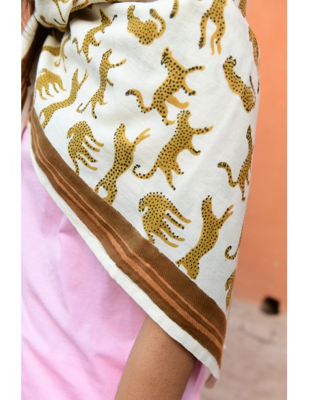 Foulard blockprint léopard - Byzantine APW - Comptoir Doré