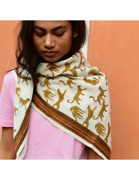 Foulard blockprint léopard - Byzantine APW - Comptoir Doré