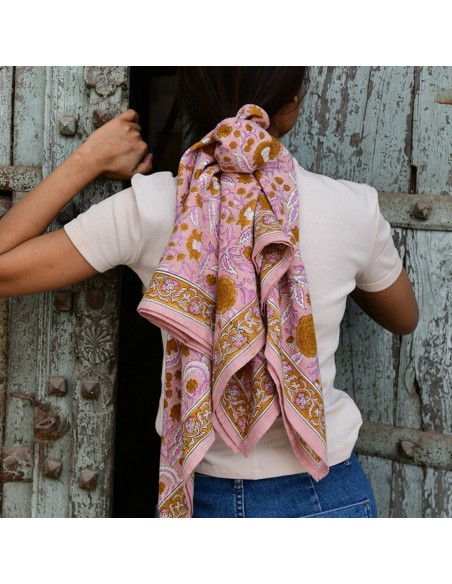 Foulard blockprint indien - Byzantine APW - Comptoir Doré