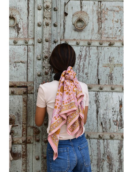 Foulard blockprint indien - Byzantine APW - Comptoir Doré