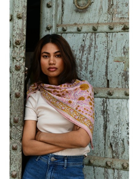 Foulard blockprint indien - Byzantine APW - Comptoir Doré