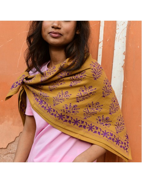 Foulard blockprint indien - Byzantine APW - Comptoir Doré