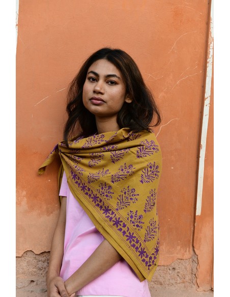 Foulard blockprint indien - Byzantine APW - Comptoir Doré