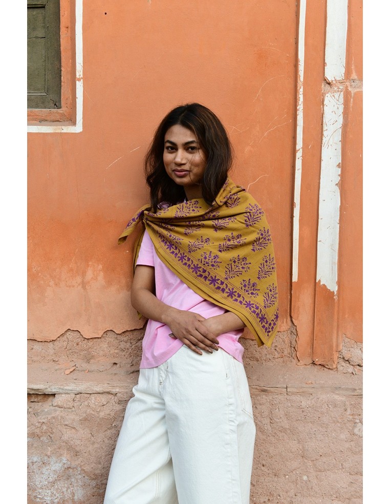 Foulard blockprint indien - Byzantine APW - Comptoir Doré