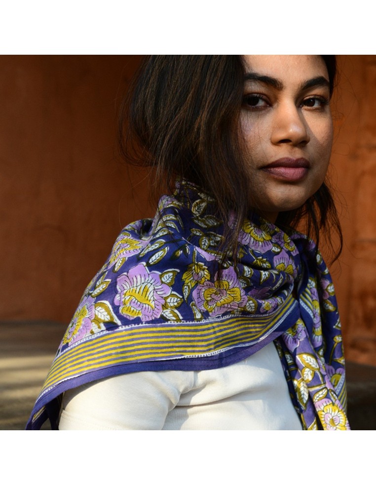 Foulard blockprint indien - Byzantine APW - Comptoir Doré