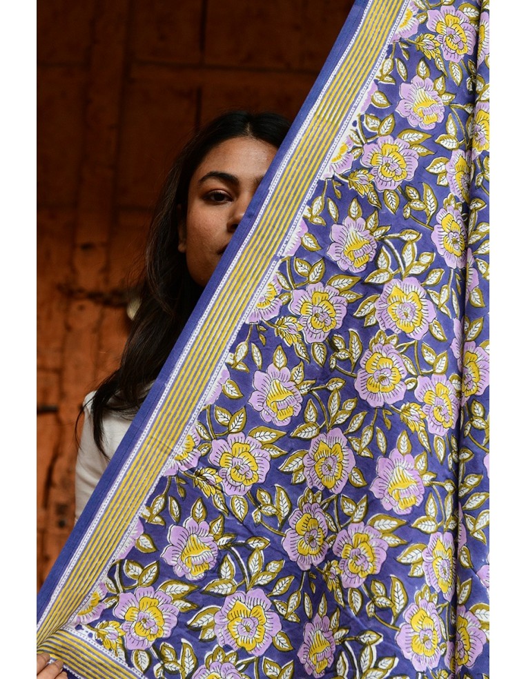 Foulard blockprint indien - Byzantine APW - Comptoir Doré