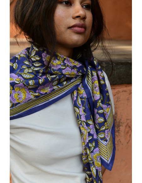 Foulard blockprint indien - Byzantine APW - Comptoir Doré