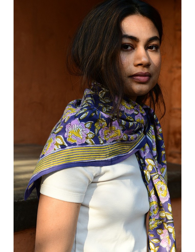 Foulard blockprint indien - Byzantine APW - Comptoir Doré