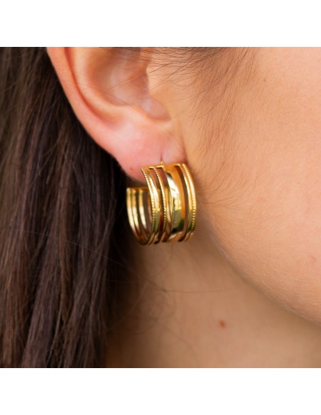 Boucles d'oreilles créoles épaisses dorées - Comptoir Doré