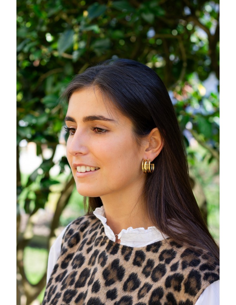 Boucles d'oreilles créoles épaisses dorées - Comptoir Doré