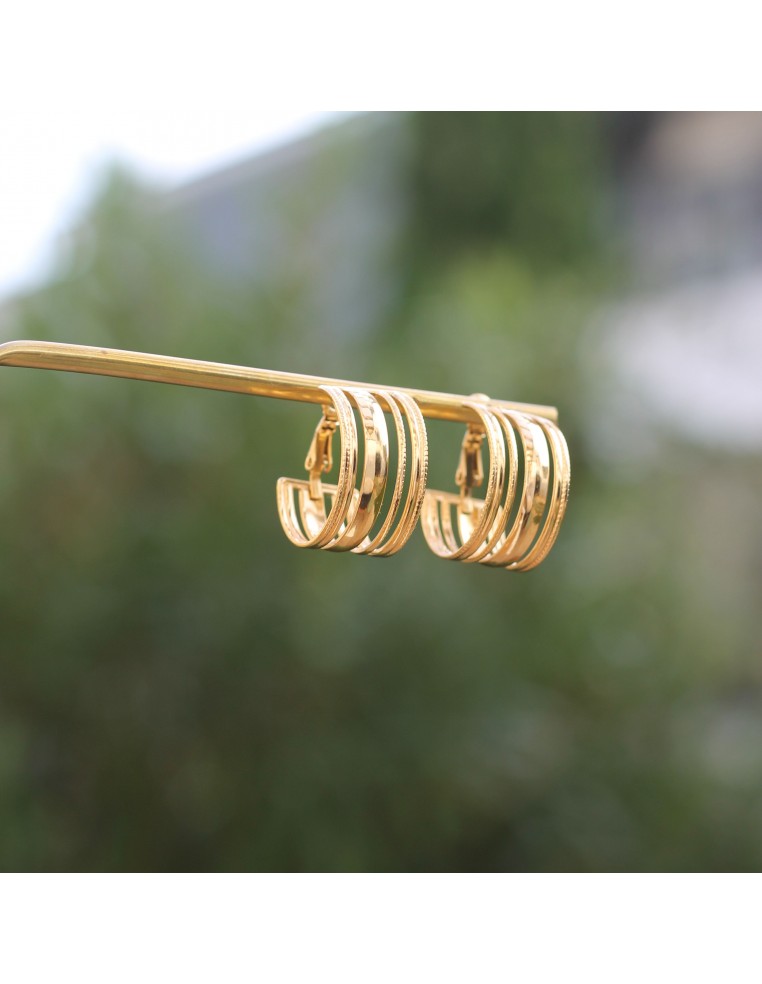 Boucles d'oreilles créoles épaisses dorées - Comptoir Doré