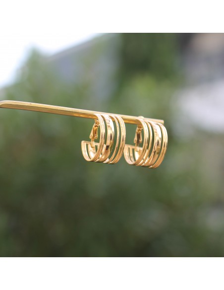 Boucles d'oreilles créoles épaisses dorées - Comptoir Doré