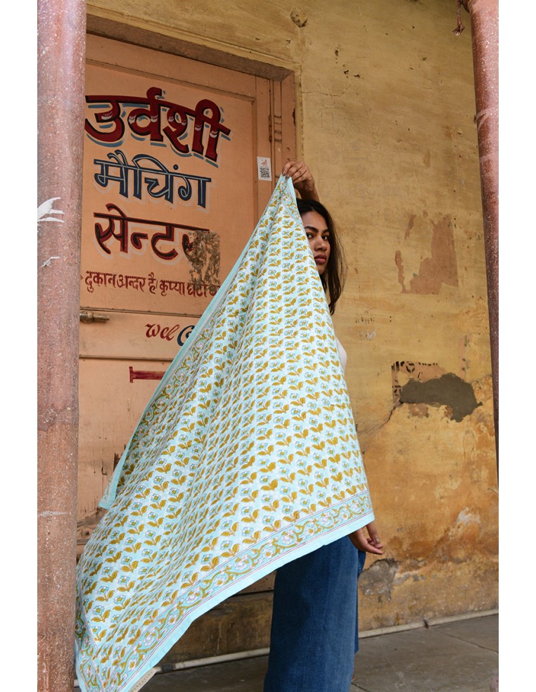 Foulard blockprint fleurs - Byzantine APW - Comptoir Doré