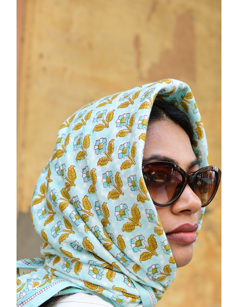 Foulard blockprint fleurs - Byzantine APW - Comptoir Doré