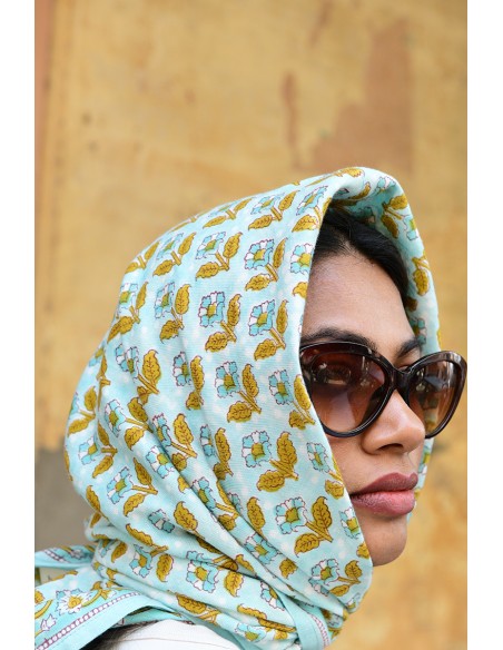 Foulard blockprint fleurs - Byzantine APW - Comptoir Doré