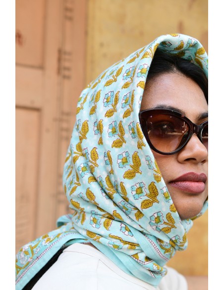 Foulard blockprint fleurs - Byzantine APW - Comptoir Doré