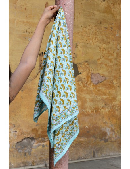 Foulard blockprint fleurs - Byzantine APW - Comptoir Doré