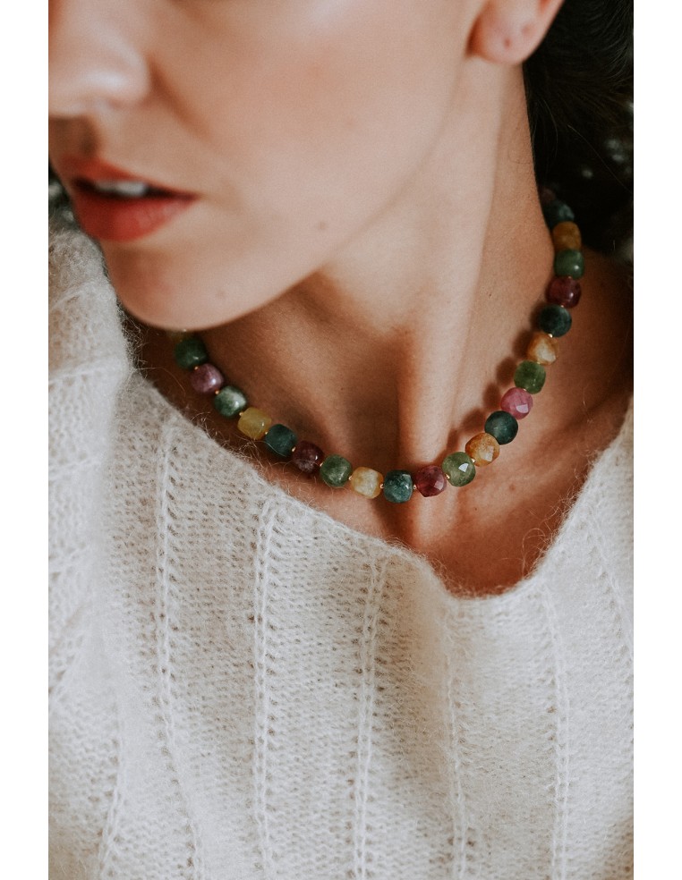 Collier Milo tourmalines multicolores - Aline - Comptoir Doré