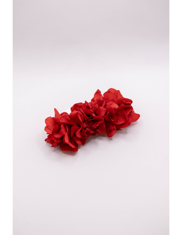 Barrette fleurs stabilisées Jacquie - hortensias - BFlower - Comptoir Doré