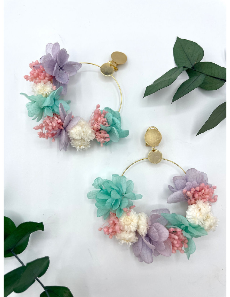 Boucles d'oreilles Francesca - fleurs stabilisées - BFlower - Comptoir Doré