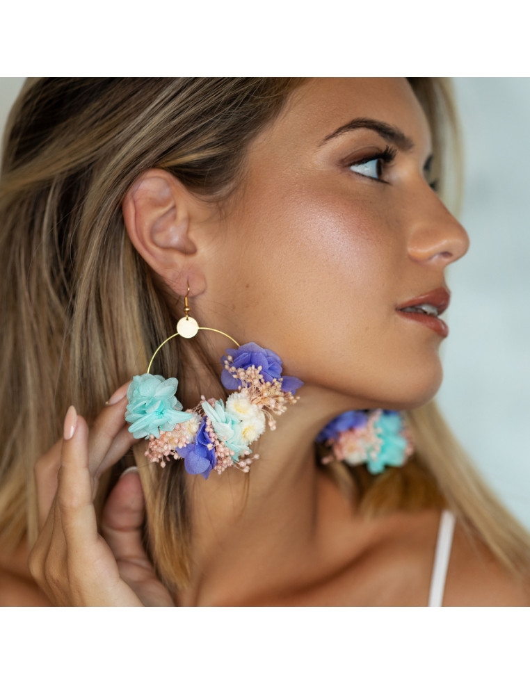 Boucles d'oreilles Francesca - fleurs stabilisées - BFlower - Comptoir Doré