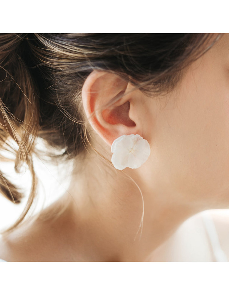 Boucles d'oreilles Lila en fleurs stabilisées - BFlower - Comptoir Doré
