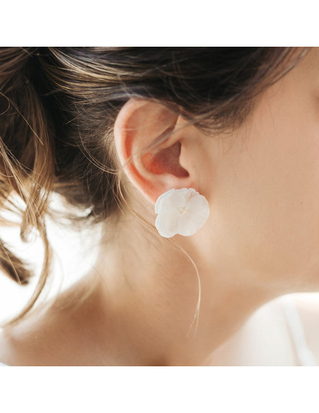 Boucles d'oreilles Lila en fleurs stabilisées - BFlower - Comptoir Doré