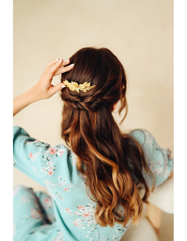 Peigne Adonis - peigne feuilles dorées - Comptoir Doré