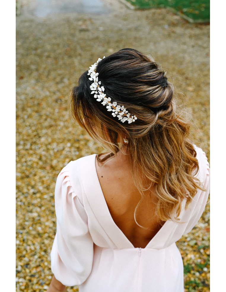 Serre-tête mariée porcelaine froide - Les Perles de la Bastide - Comptoir Doré