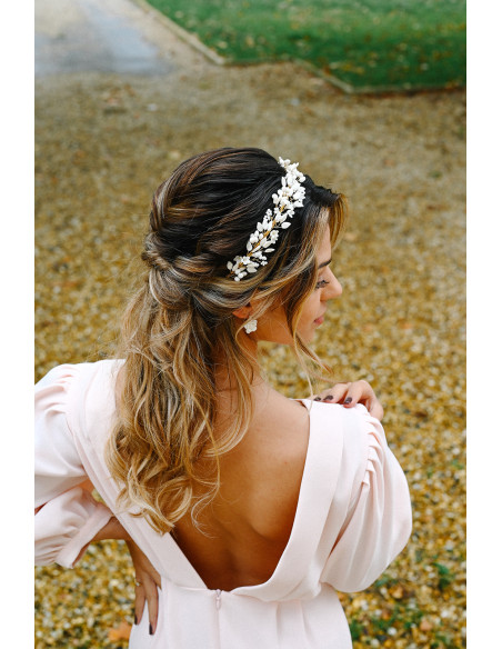 Serre-tête mariée porcelaine froide - Les Perles de la Bastide - Comptoir Doré