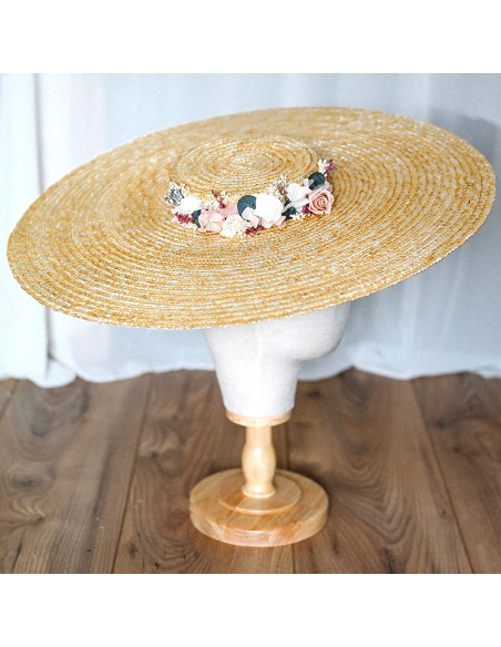 Capeline mariage paille & fleurs séchées - L'Atelier de Clotilde - Comptoir Doré