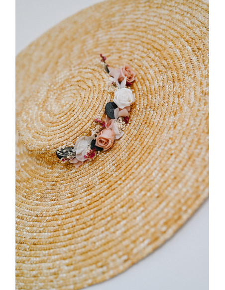 Capeline mariage paille & fleurs séchées - L'Atelier de Clotilde - Comptoir Doré