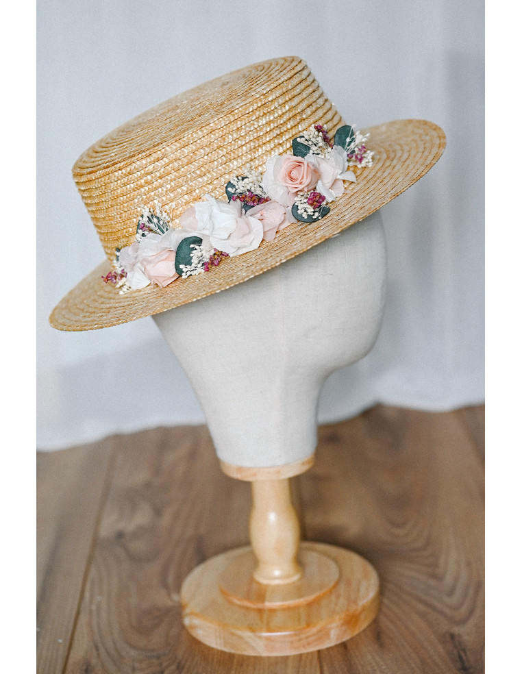 Capeline mariage paille & fleurs séchées - L'Atelier de Clotilde - Comptoir Doré